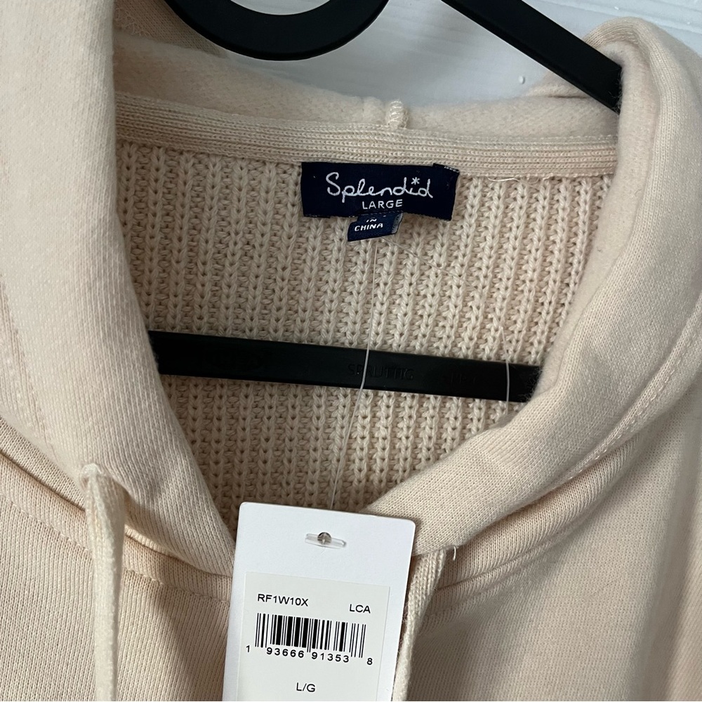 NWT Women's Splendid Cascade Hoodie size Large in Cream - Picture 6 of 6